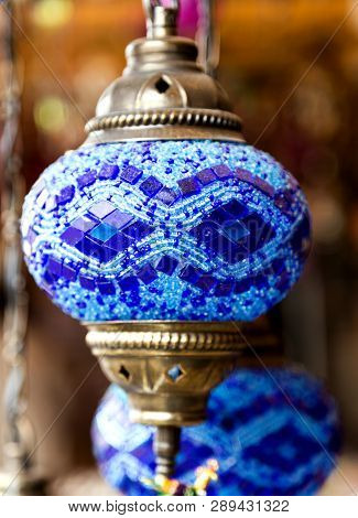 Arabic Decorative Mosaic Lamps On Bazaar, Ramadan Kareem Celebration