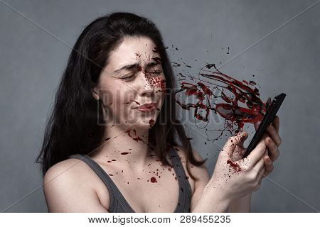 The Concept Of Social Problems, Spam, Support, Suicide, Dangerous Driving . The Young Girl Blinked I