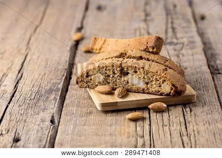 Tasty Traditional Italian Sweets Biscotti Or Cantucci On Wooden Background Italian Biscotti For Coff