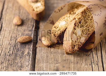 Tasty Traditional Italian Sweets Biscotti Or Cantucci On Wooden Background Italian Biscotti For Coff