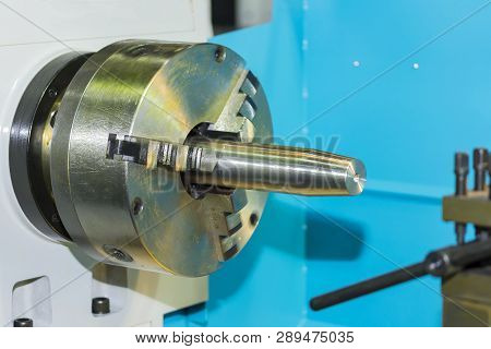 Cnc Industrial Lathe Turning Spindle Chuck And Product Part On Machine