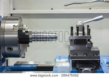 Cnc Industrial Lathe Turning Spindle Chuck And Product Part On Machine