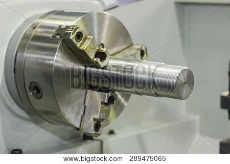Cnc Industrial Lathe Turning Spindle Chuck And Product Part On Machine