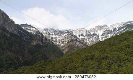 Beautiful View Of Schlegeisspeicher, Tyrol - Austria. Aerial View On Amazing Panorama Of Forest With