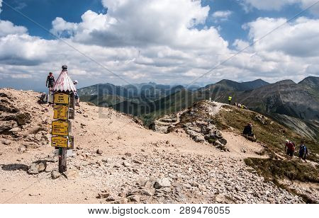 Zuberec, Slovakia - 8-19-2017: Beautiful Summer Day On Volovec Mountain Peak In Zapadne Tatry Mounta
