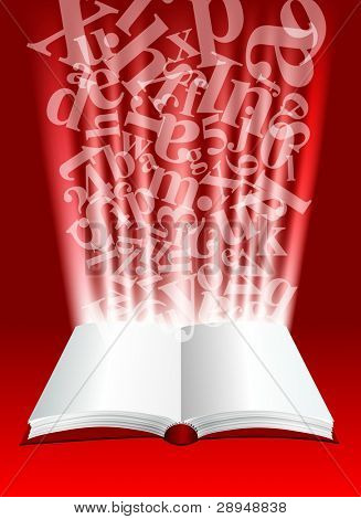 açık bir kitap ve mektuplar bacakları soyut kompozisyonu