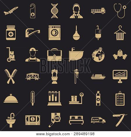 Craft Tool Icons Set. Simple Style Of 36 Carft Tool Vector Icons For Web For Any Design