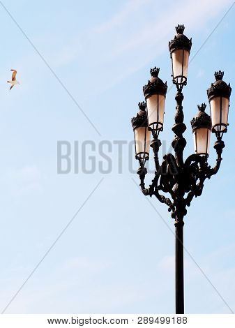 Lamp Of Light In The Port Of Cadiz. Andalusia. Spain. Europe