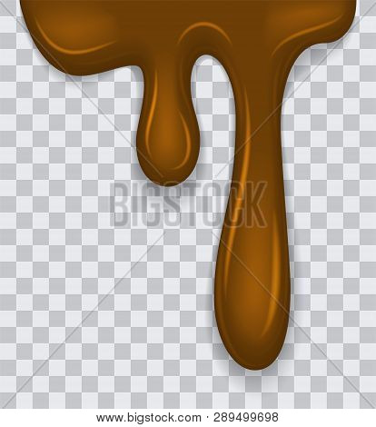 Dripping Melted Chocolates Isoalted. Realistic 3d Rector Illustration Of Liquid Chocolate Cream Or S