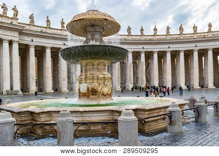 Rome, Italy - November 4, 2018: The Bernini Fountain, Built By Gian Lorenzo Bernini, A Famous Work O