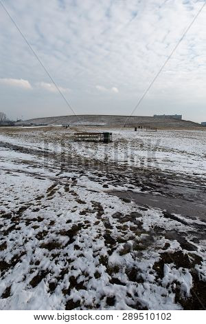 Winter Landscape Scene With Ushakova Kepka In The Background In Spring, March