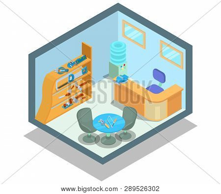 Instrumental Office Concept Banner. Isometric Banner Of Instrumental Office Vector Concept For Web, 