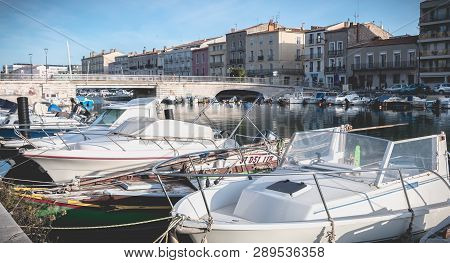 View Of The Marina In The City Center Of Sete, France
