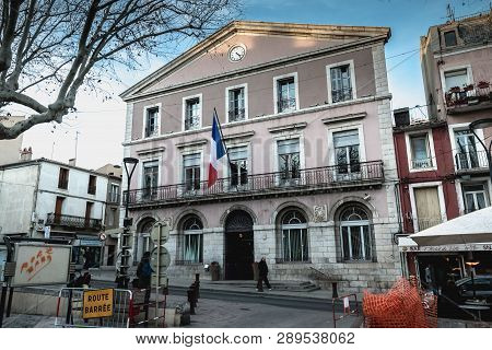 Architectural Detail Of City Hall Of Sete, France