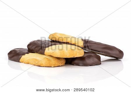 Group Of Four Whole Lazy Cookie With Chocolate Isolated On White Background