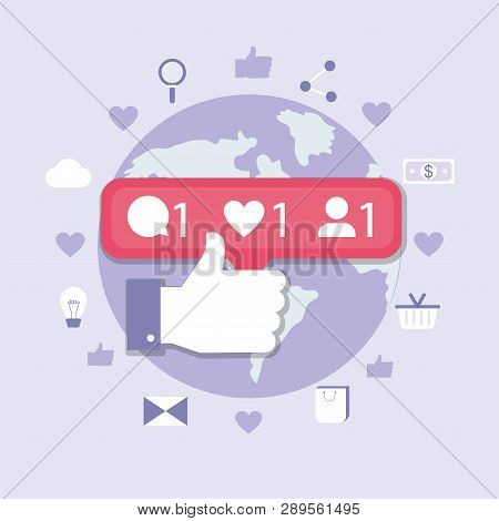 Clobal Social Media Chat Connection Vector Illustration