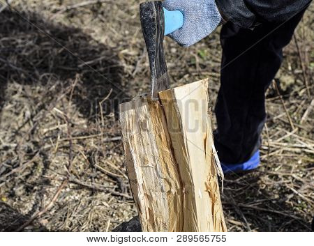 Chopping Wood With An Ax. Chopping Wood