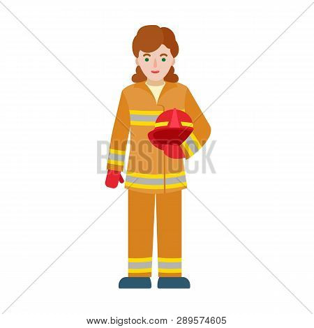 Fire Fighter Woman Icon. Flat Illustration Of Fire Fighter Woman Vector Icon For Web Design