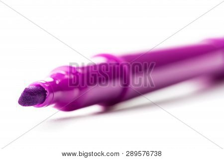 Violet Felt-tip Pen Isolated On White Background, Close Up