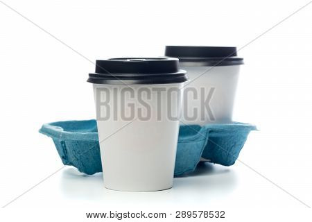 Two Coffee To Go On White Background