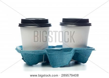 Two Coffee To Go On White Background - Image