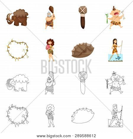 Vector Illustration Of Evolution  And Prehistory Symbol. Set Of Evolution  And Development  Vector I