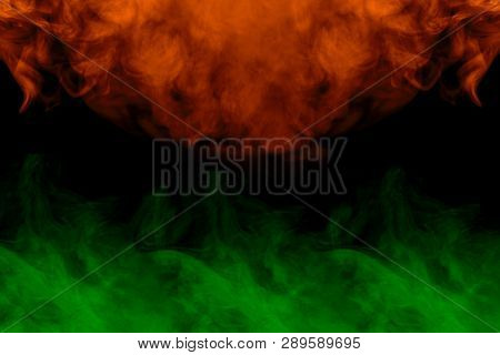 Fantastic Orange And Green Clouds Of Cigarette Vapor Bewitching Patterns Texture For Design