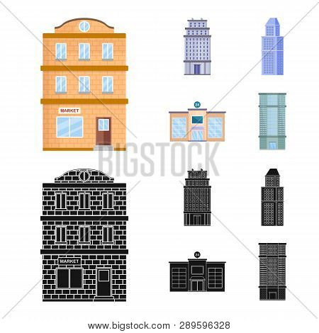 Vector Illustration Of Municipal And Center Sign. Set Of Municipal And Estate   Vector Icon For Stoc