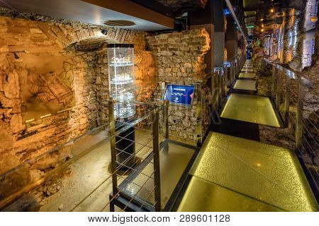 Krakow, Poland - February 19: Rynek Underground Museum On February 19, 2018 In Krakow