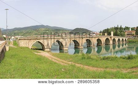 Visegrad, Bosnia And Herzegovina - June 12, 2010: Mehmed Pasha Sokolovic Old Ottoman Bridge At River