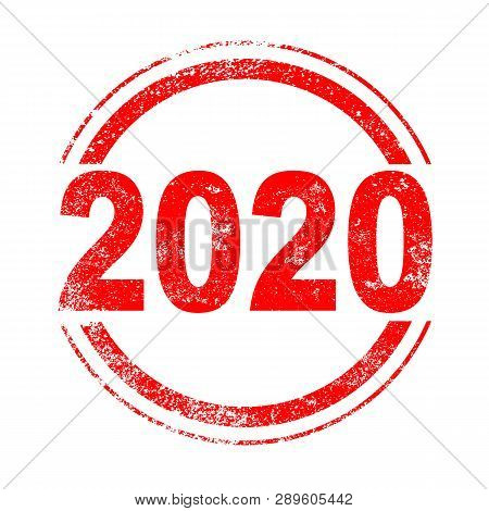 A 2020 Red Ink Grunge Stamp Over A White Background