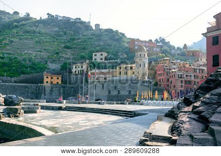 Vernazza, Italy, La Specia Province, Liguria Regione, 08 August, 2018: View On The Colorful Houses A