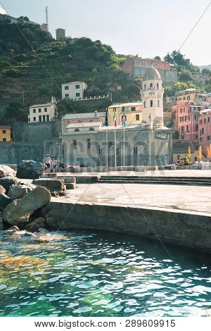 Vernazza, Italy, La Specia Province, Liguria Regione, 08 August, 2018: View On The Colorful Houses A