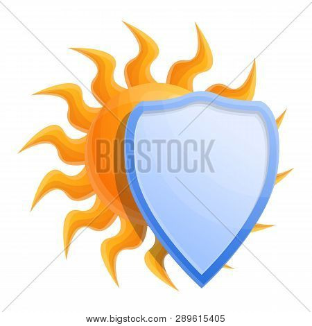 Cosmetic Sun Protect Shield Icon. Cartoon Of Cosmetic Sun Protect Shield Icon For Web Design Isolate