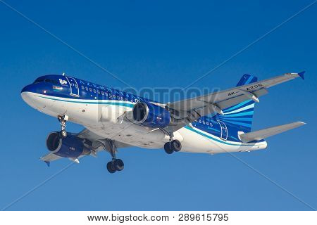 Moscow, Russia - March 14, 2019: Aircraft Airbus A319-100 4k-az05 Of Azal Azerbaijan Airlines Going 