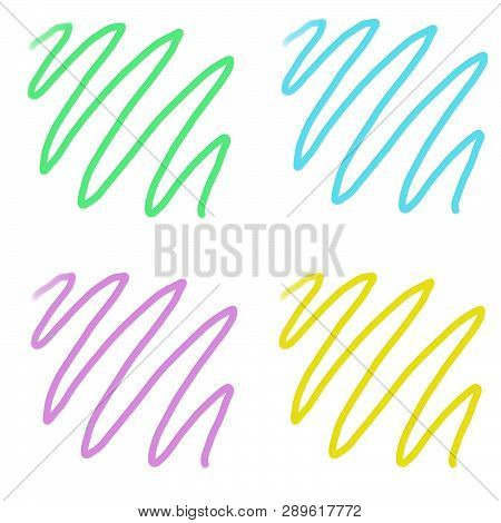 Abstract Raster Illustration Of Four Colorful Lines On A White Background