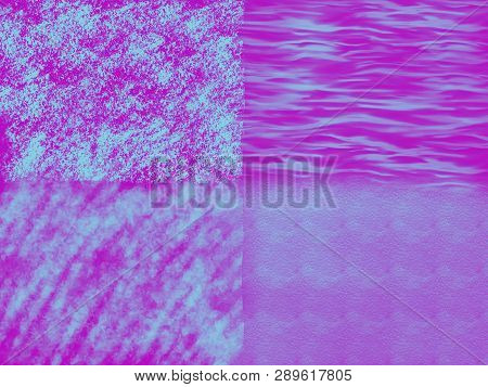 Four-part Blue Abstract Illustration On Purple Background