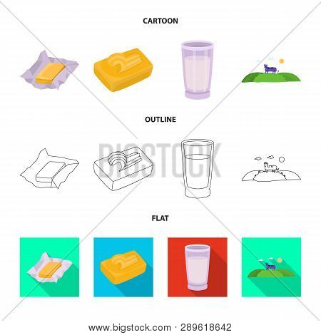 Isolated Object Of Creamy And Product Sign. Set Of Creamy And Farm Stock Vector Illustration.