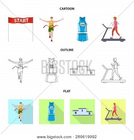 Vector Illustration Of Sport  And Winner Logo. Collection Of Sport  And Fitness  Stock Symbol For We