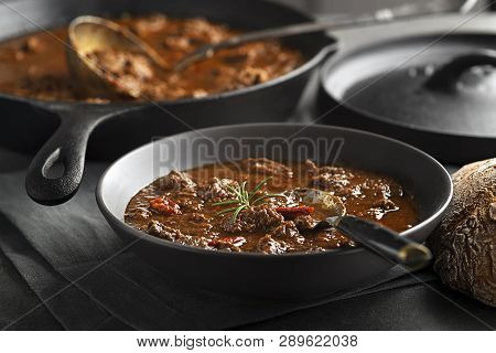 Served Of Portion Of Traditional Beef Stew - Goulash