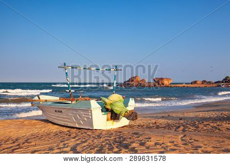 Yala,sri Lanka: January 28,2019: Yalla Fishing Village. Sunset In A Small Harbor In Yala National Pa