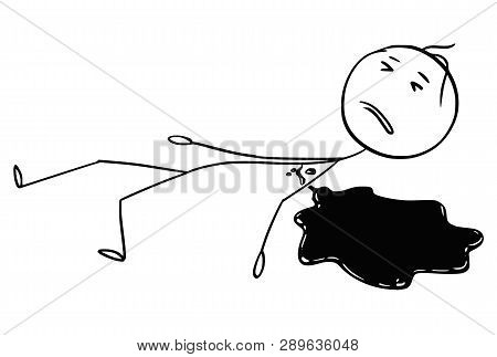 Cartoon Stick Figure Drawing Conceptual Illustration Of Dead Or Killed Man Or Crime Victim Lying On 