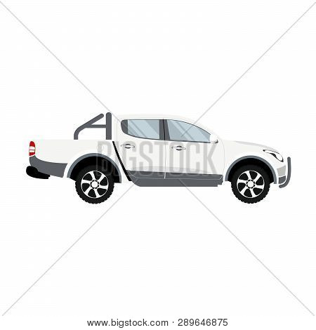Pickup Truck White Color Double Cabin Design Vector