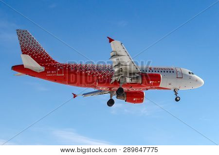 Moscow, Russia - March 14, 2019: Aircraft Airbus A319-115 Vp-biv Of Rossiya - Russian Airlines Going