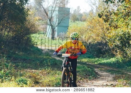 October 14, 2018, Minsk, Belarus.2018 Olympic Cross Country Cup Xco In Medvezhino The Boy Rides A Bi