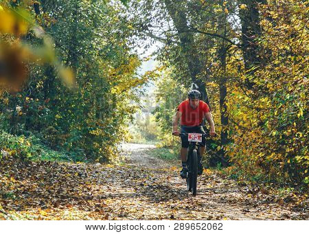 October 14, 2018, Minsk, Belarus.2018 Olympic Cross Country Cup Xco In Medvezhino A Man Cycling Alon