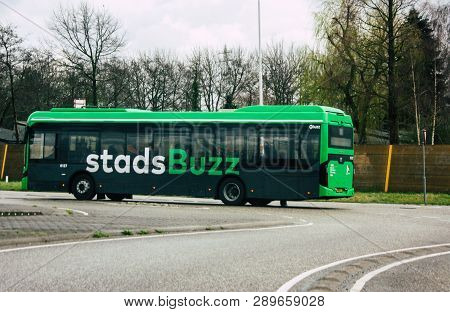 Papendrecht Netherlands March 12, 2019 View Of A Classic Dutch City Bus Rolling In The Streets Of Pa