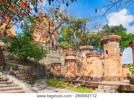 The towers of Po Nagar Cham temple near Nha Trang in Vietnam dedicated to Yan Po Nagar, the goddess of the country