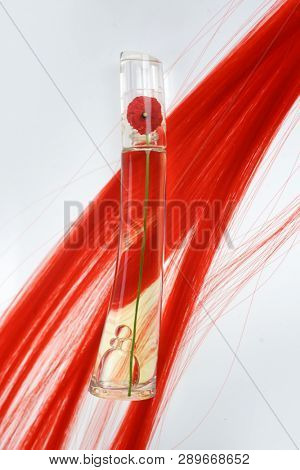 Prague, Czech Republic- January 22, 2019. Perfume KENZO bottle on white background.  Kenzo Flower Perfume