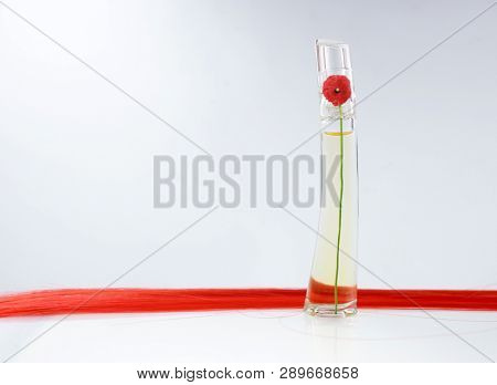 Prague, Czech Republic- January 22, 2019. Perfume KENZO bottle on white background.  Kenzo Flower Perfume